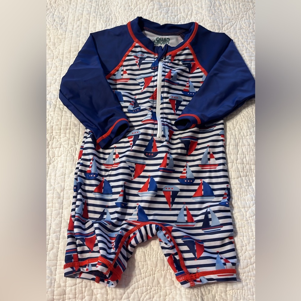 Swimsuit rashguard red and blue